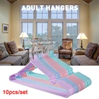 10 шт. однотонные металлические вешалки для одежды, тонкие зубчатые, крепкие, нелегко деформировать, антикоррозийные, антивыцветающие вешалки с канавками