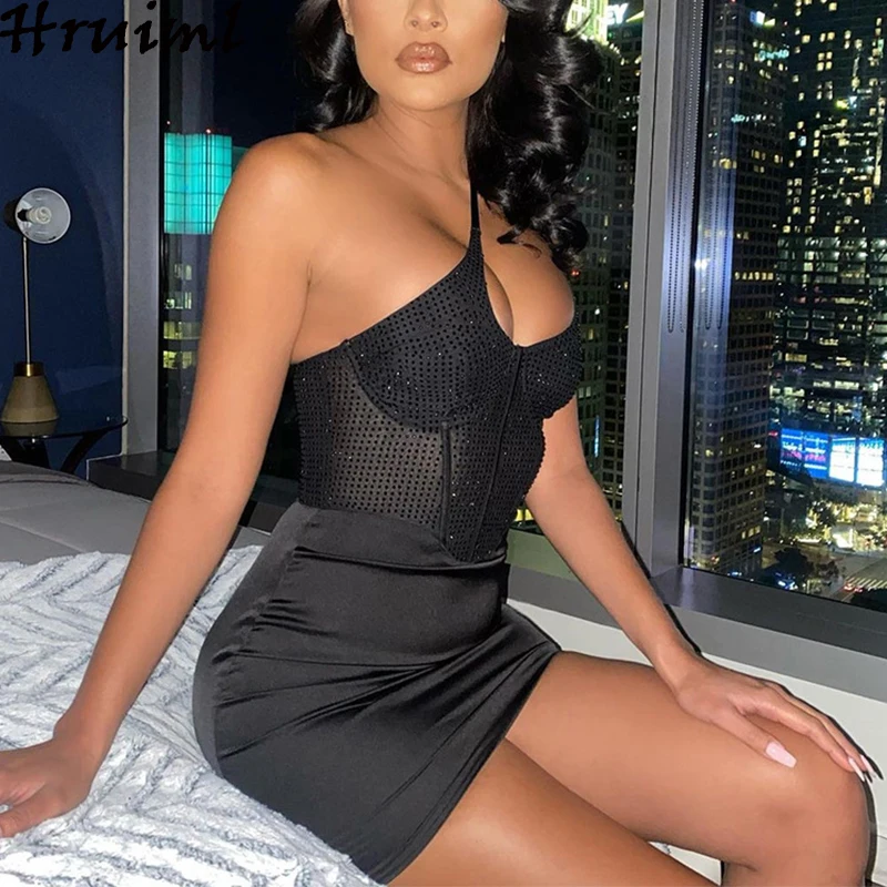 

Sexy Dress One-shoulder Hollow Out Solid Color Slim Sexy & Club Dress Women Skinny Fashion New Sleeveless Kleider Damen