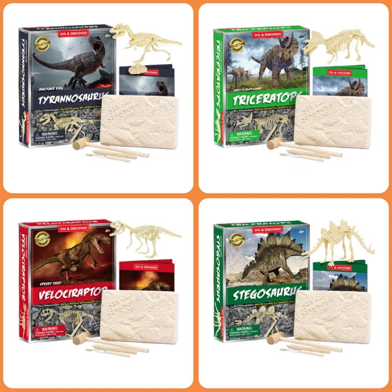 Comitok-Kit de excavaci&oacute;n de dinosaurios para ni&ntilde;os, juguete educativo de excavaci&oacute;n de huevos de dinosaurios, modelo de esqueleto de ensamblaje, modelo PR49-4