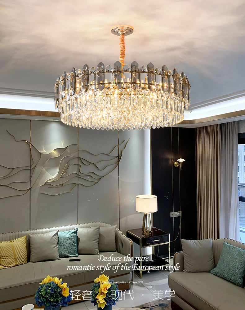 

Light luxury chandelier crystal lamp living room simple modern dining room bedroom lamp luxury high-end post-modern lamp