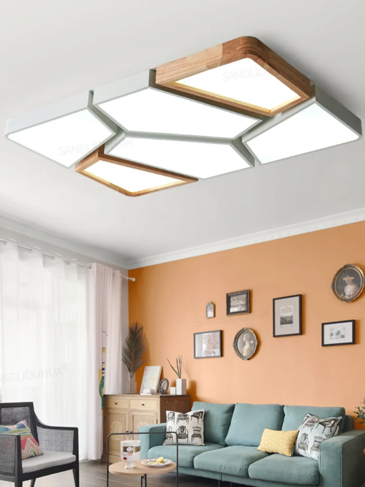 

Living Room Lamps Ceiling Lights Oak Dimmable Minimalist Atmosphere Bedroom Fixture