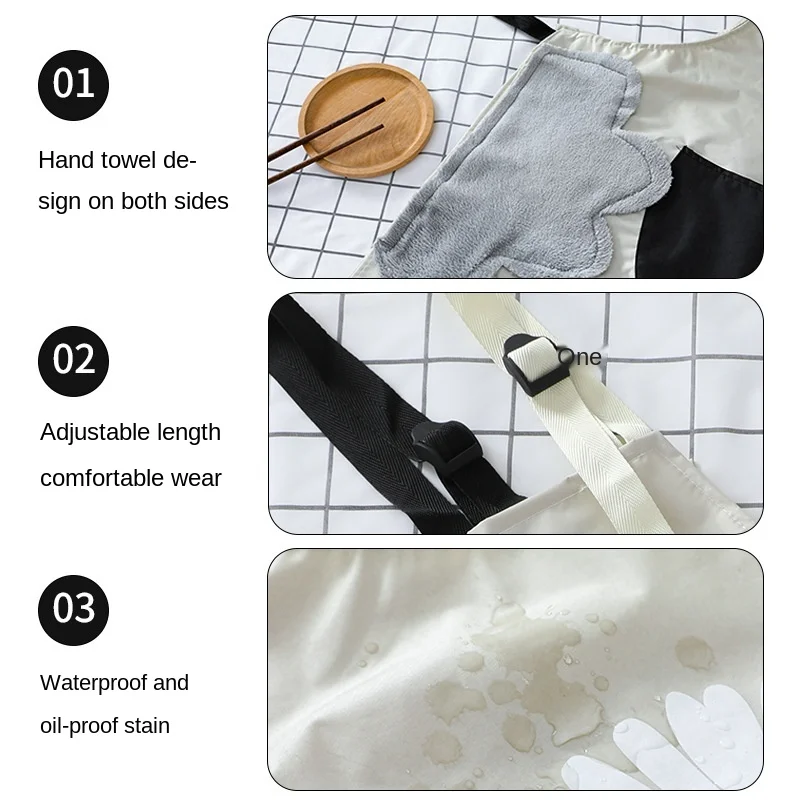 

Home Kitchen Waterproof Oil-Proof Apron Fashion Women's Apron Erasable Hand Polyester Little Daisy Apron