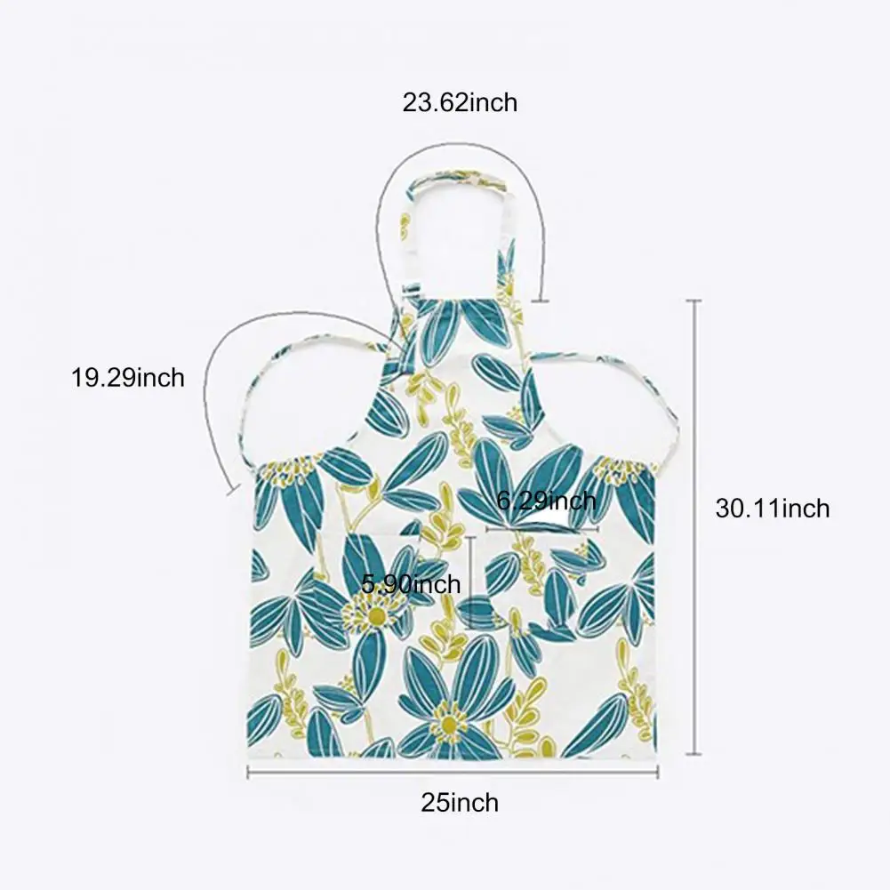

2Pcs Cotton Linen Adjustable Cooking Bib Flower Rhombus Pattern Kitchen Aprons with Pockets Household Apron for Men Women