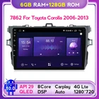 6G + 128G QLED 5G WIFI Android 10 автомобильный Радио мультимедийный плеер для Toyota Corolla E140150 2007 2008 2009 2010 2011 2012 GPS 2Din
