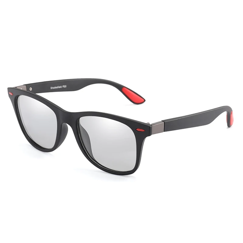 Black(Red) Бренд longkeader, фотохромные солнцезащитные очки для женщин, модные ретро поляризованные очки для мужчин, квадратная оправа, водительские солнцезащитные очки, UV400 - Цвет линз: Black(Red)