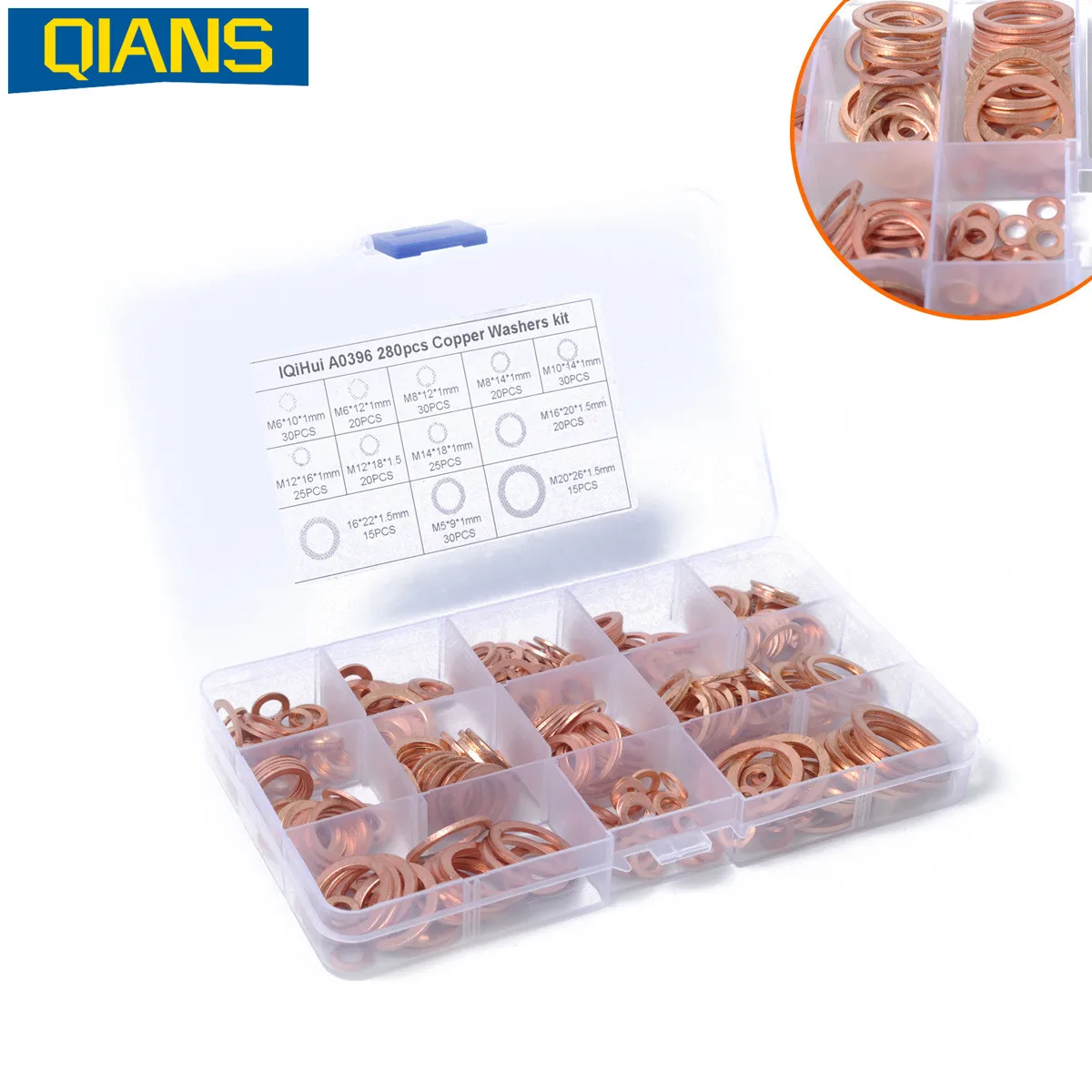 280 шт. уплотнительное Тип Медь запечатывания твердое кольцо шайба приемный