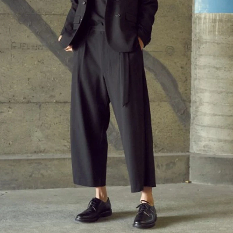 

Мужские повседневные брюки Harlan весна-лето 2021 простые японские Свободные прямые бандажные Модные мужские 8-точечные брюки