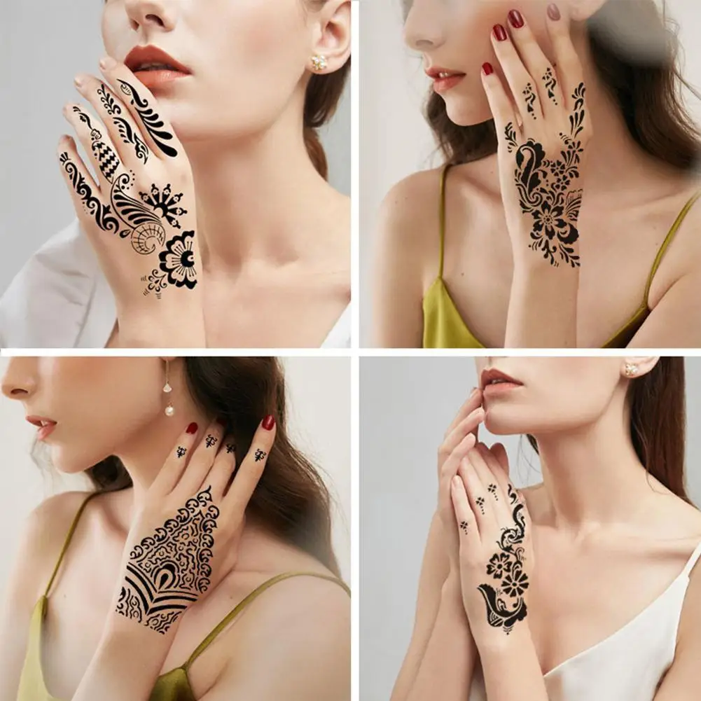 

Sheets India Henna Tattoo Stencil Set For Women Girls Paint Tattoo Templates Temporary X Finger Hand 10.5cm 20 Body Y5P8
