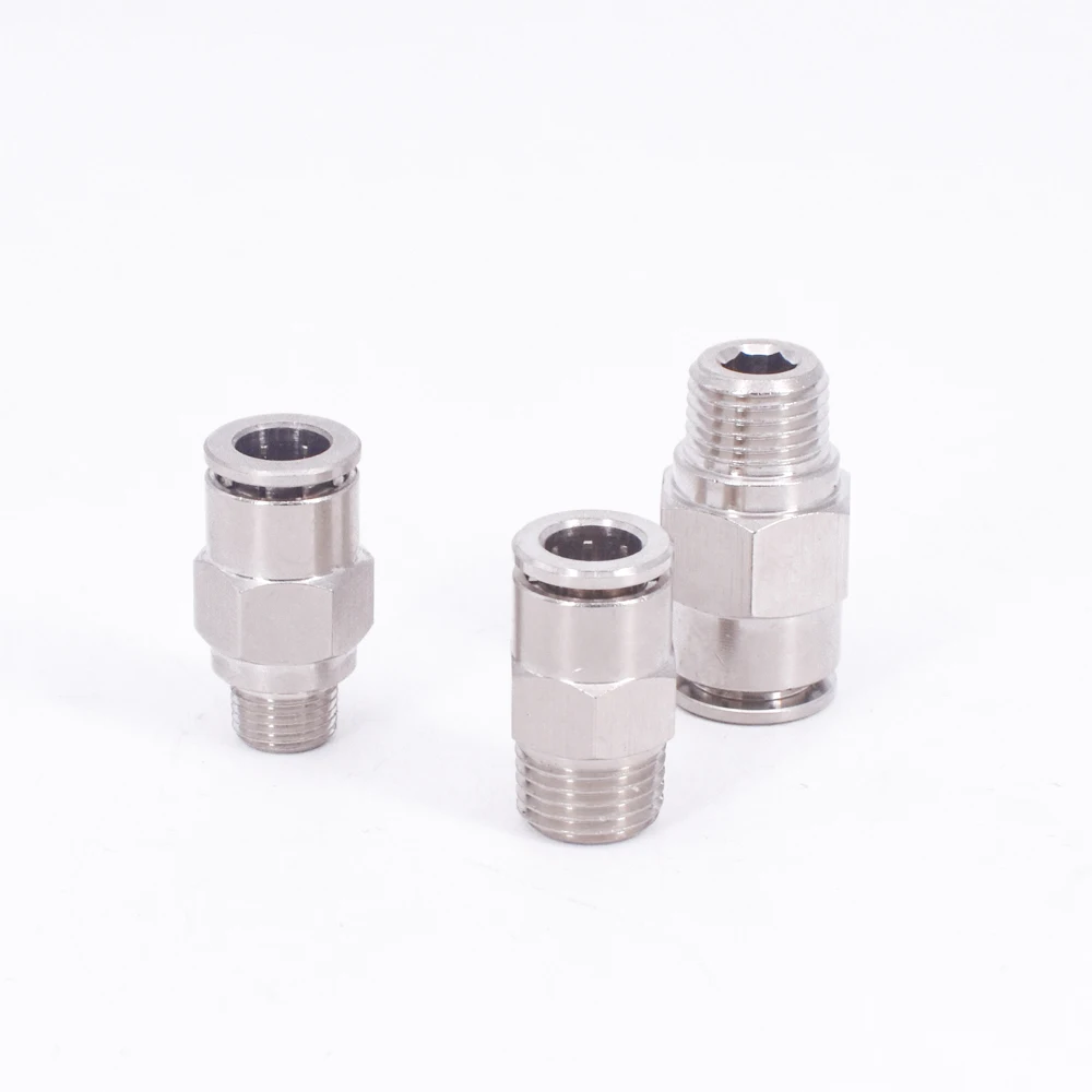 M5 1/8 &quot1/4" 3/8 &quot1/2" BSPT мужской пневматический никелированный латунный пуш ап
