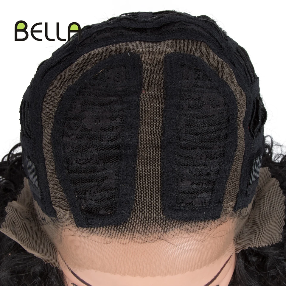 Парик Bella на сетке синтетические кудрявые волосы короткий 14 дюймов черный парик