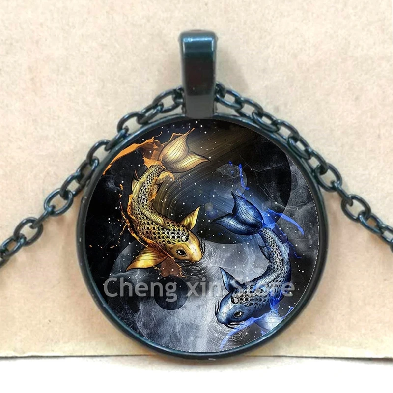 Инь и Янь рыбы Цепочки ожерелья тайский серебряный кулон китайский даосизм Багуа