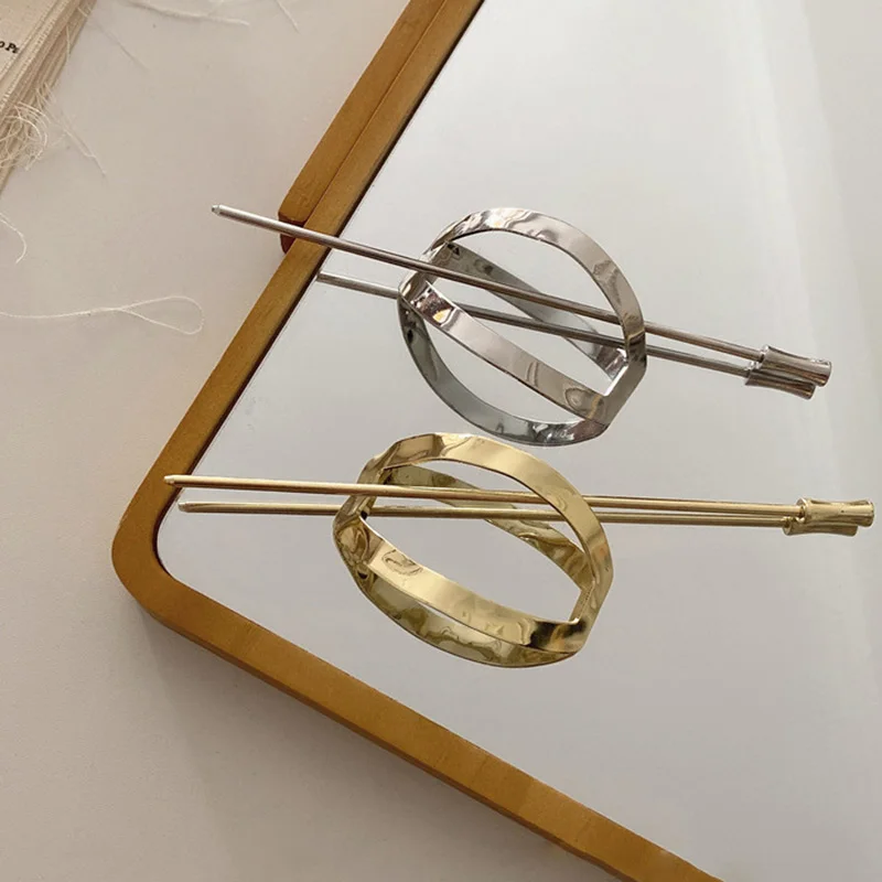 

2021The New Fashion Vintage Metal Geometric Hollow Round Square Hair Sticks Hair Clip Headwear Hair Accessories For Women