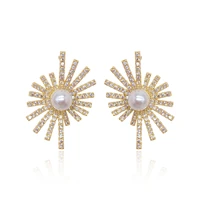 fashion pearl flower earrings for female brand earrings luxury wedding jewelry 2022 designer statement cubic zirconia earings