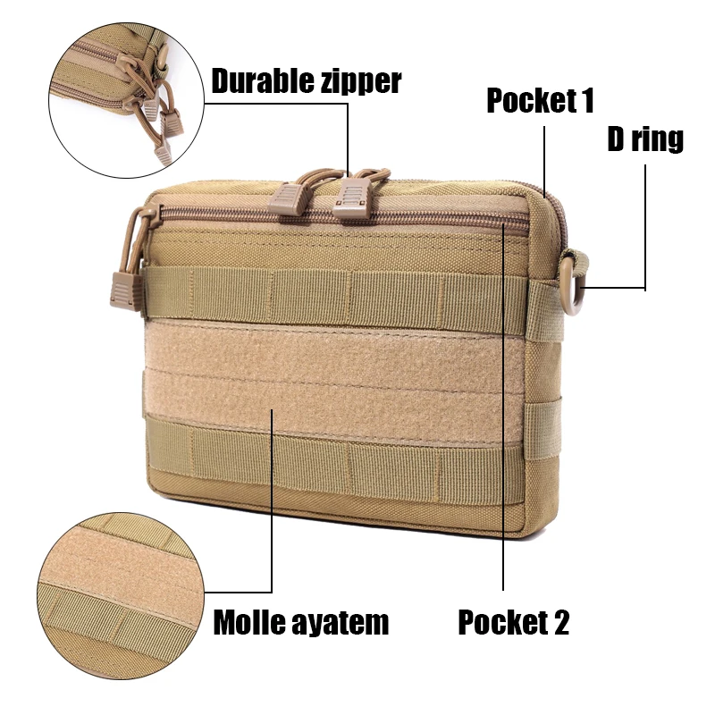 Тактическая Сумка Molle EDC, Военный Инструмент, поясная сумка на молнии, поясная сумка, аксессуар, прочный поясной чехол, многофункциональная сумка