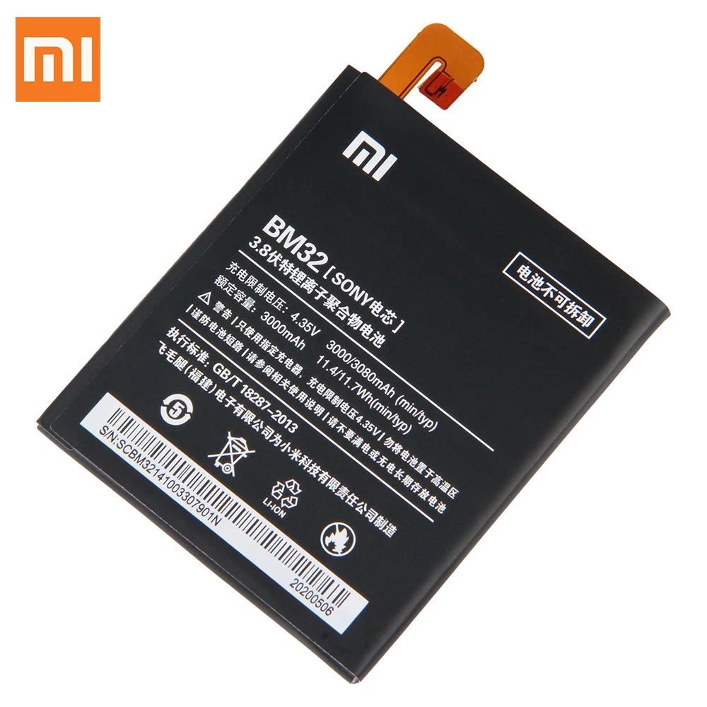 XiaoMi оригинальная запасная батарея BM32 для Xiaomi Mi 4 M4 Mi4 100% новая аутентичная