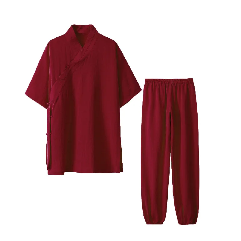 

Summer Clothes Linen Shaolin Monk Kung fu Robe Martial arts Tai chi Uniforms Wushu Wing Chun Suit Unisex Shortsleeves