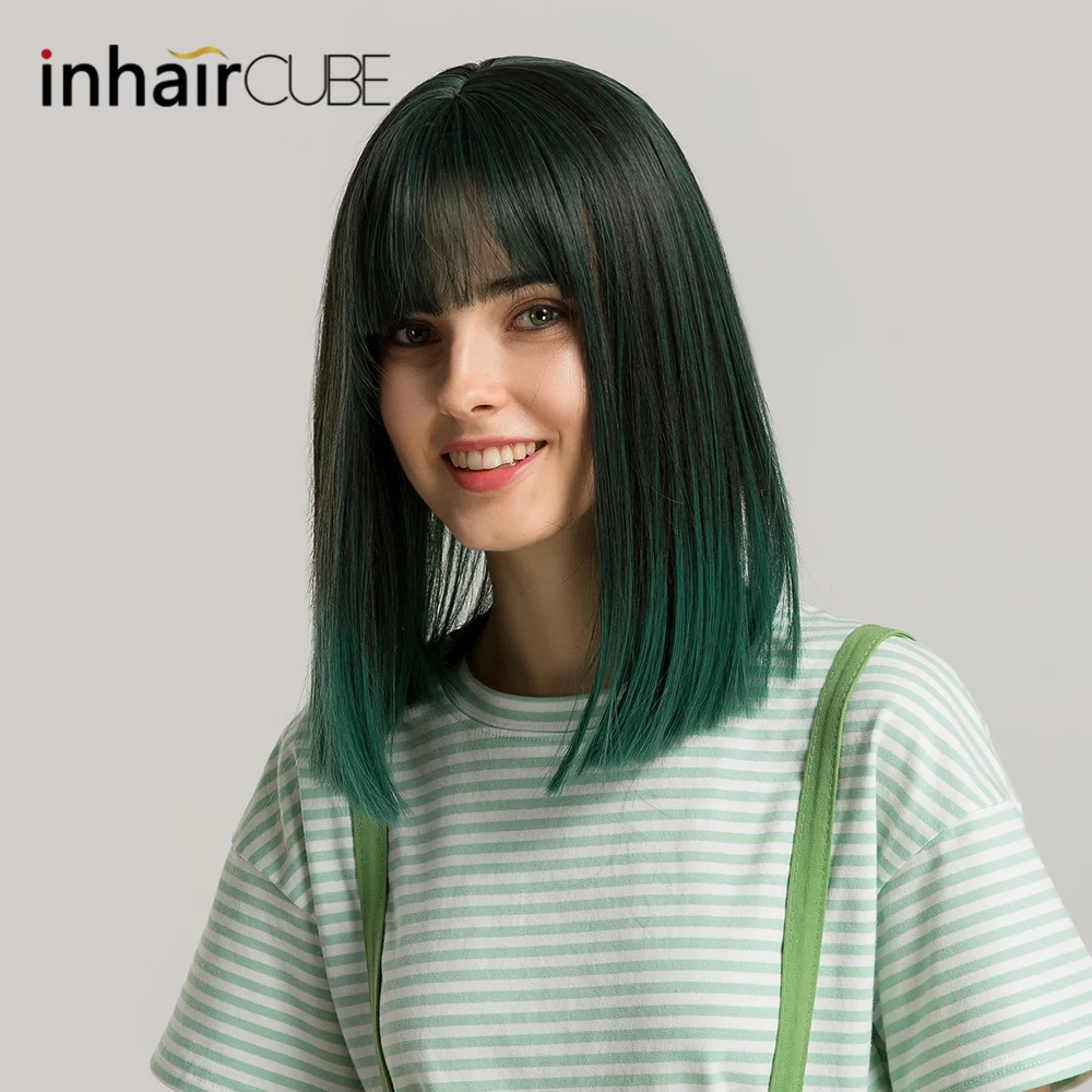 Женский синтетический полупарик Inhaircube средний с челкой прямой натуральный