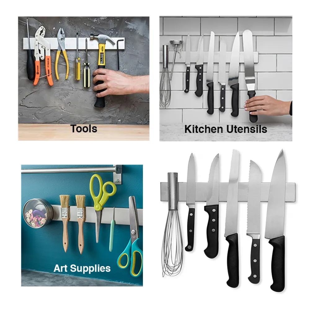

Neodymium magnet strong kitchen Stainless Steel Magnetic Knife Holder Professional Knife Strip Space Saving Knife Tool Holder