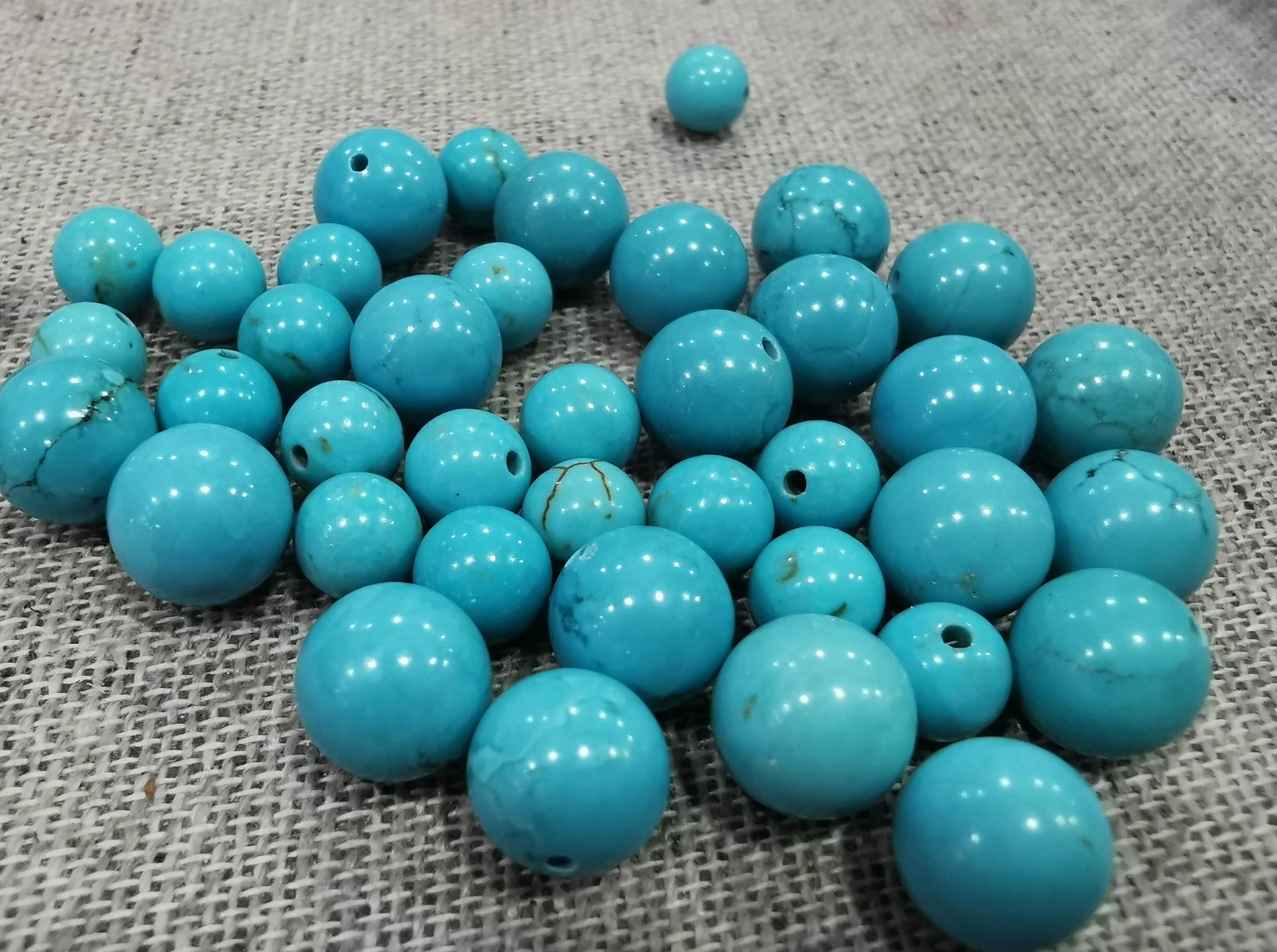 

50pcs blue turquoise stone round ball cabochon beads 4mm 6mm 8mm 10mm 12mm--half drilled-earrings beads