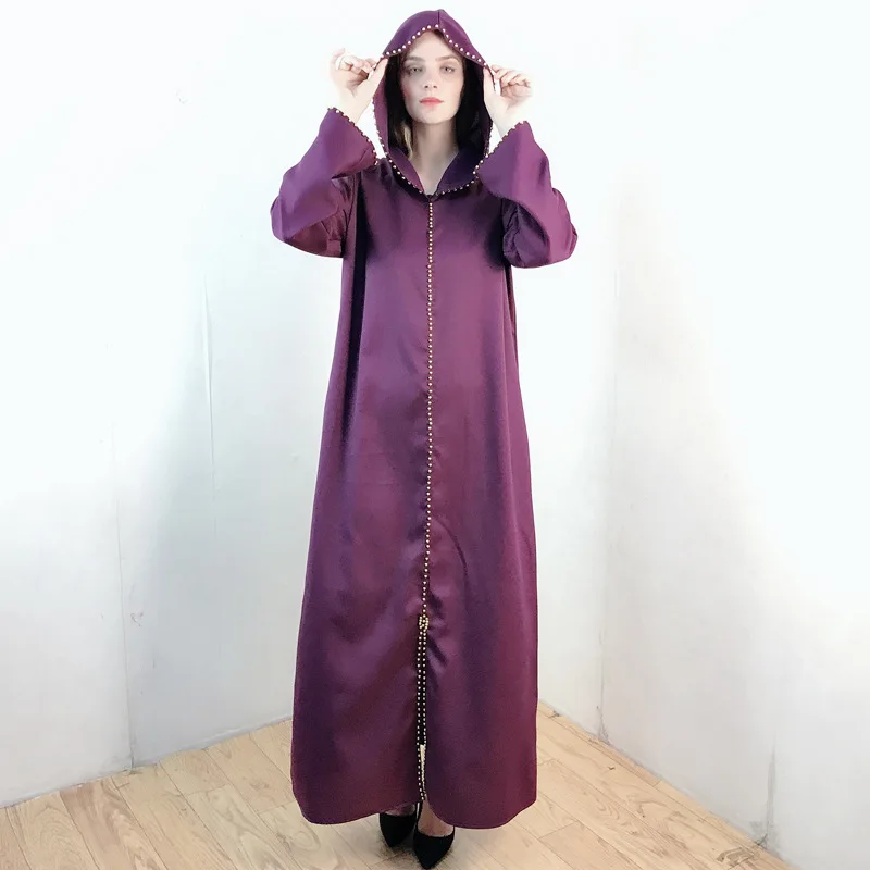 

Abayas Muslim Maxi Dress Women Hooded Full Sleeve Loose Robes Autumn New With Beading Arab Dubai Islamic Clothing Muslim Dresses