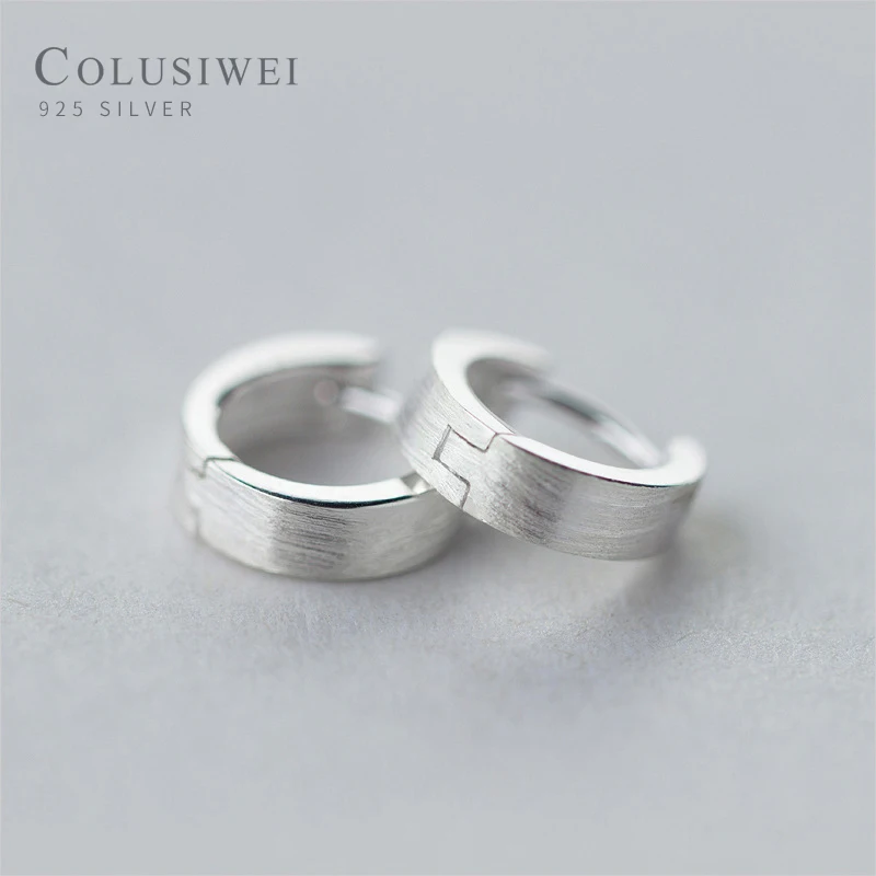 

Colusiwei Genuine 925 Sterling Silver Wire Drawing Circle Round Hoop Earrings for Women Men Fashion Unisex Simple Jewerly Gift