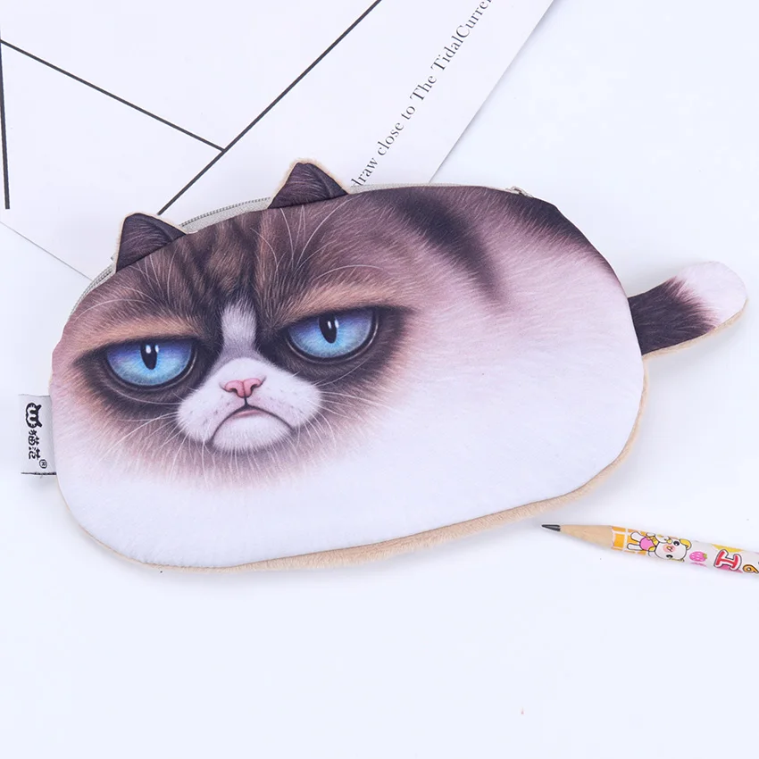 Unhappy cat 1 шт. многофункциональный пенал для карандашей портмоне косметичка для карандашей сумка 3D большеглазая кошка пенал; Забавный с кошкой для пишущих принадлежностей - Цвет: Unhappy cat