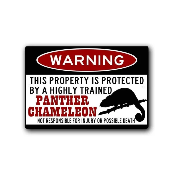 

Warning Panther Chameleon Tin Sign art wall decoration,vintage aluminum retro metal sign,iron painting vintage decoration sign,