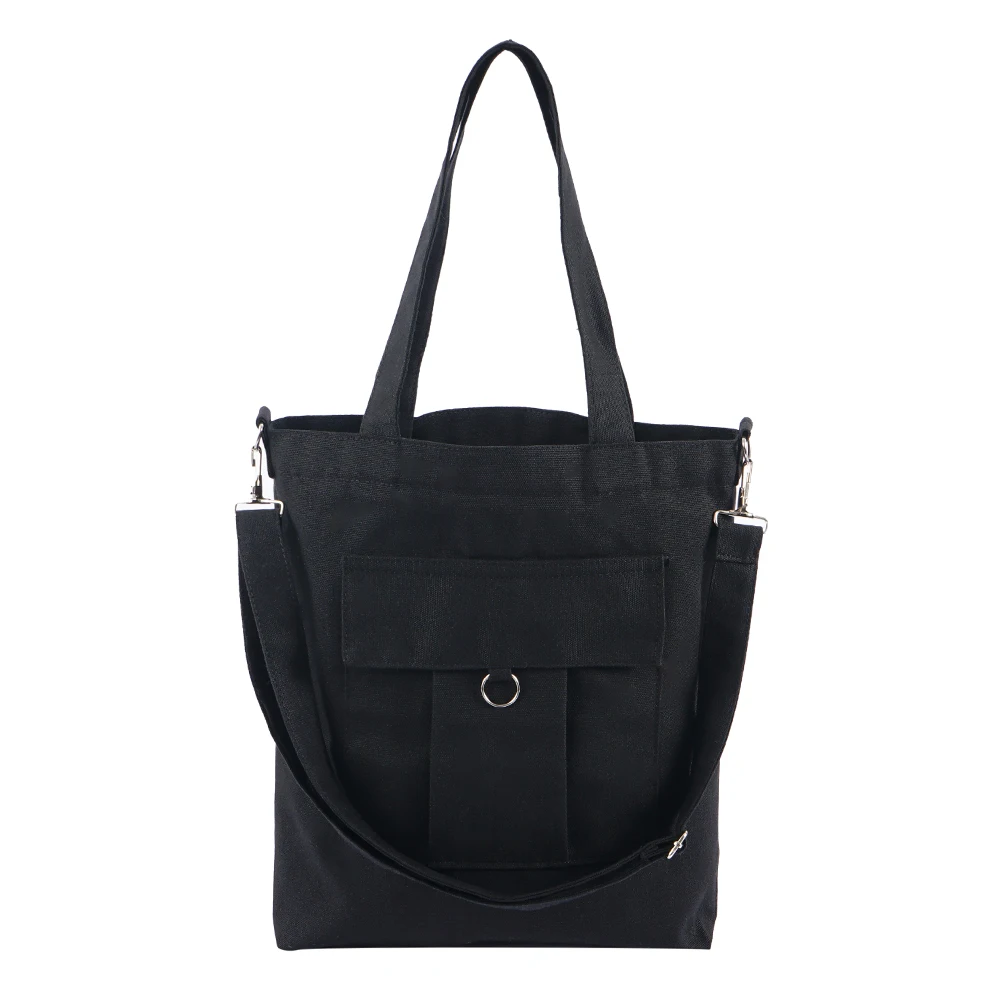 Черный Модные хлопковые сумки для покупок, модные холщовые Твердые перерабатываемые сумки, простой дизайн, здоровая Сумка-тоут, ручная сумка - Цвет: Черный