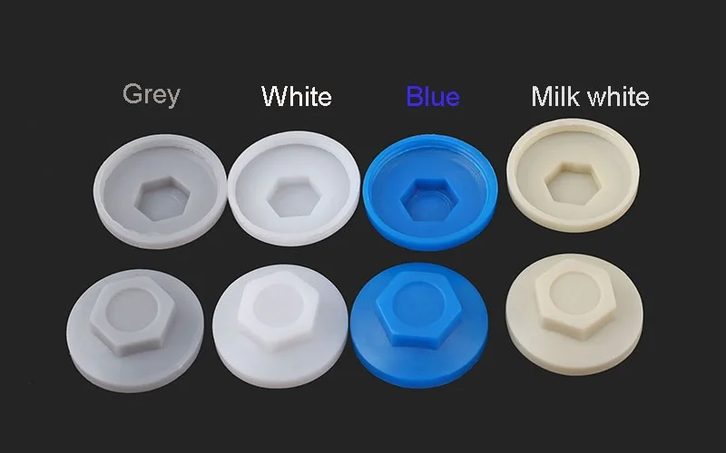 100 шт. синий/белый/серый Пластик кровельные Tek Tec шапки винт чехлы подходят для 5 2