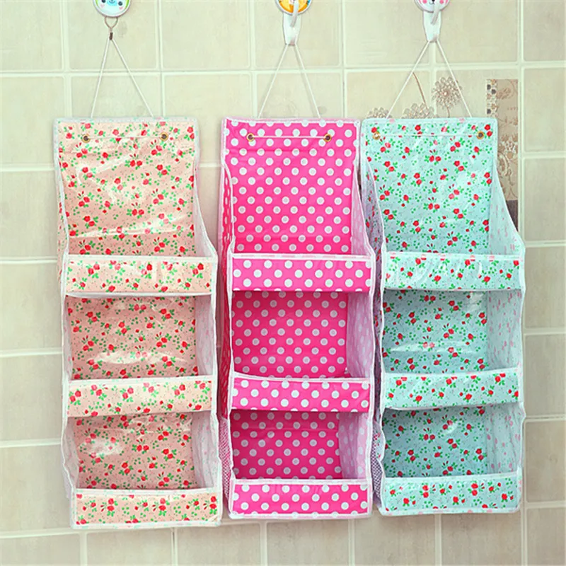 

Non-woven Fabric Multi-layer Home Bedroom Bedside Jacket Skirt Clothes Dust Bag Pink Cherry Storage Bags