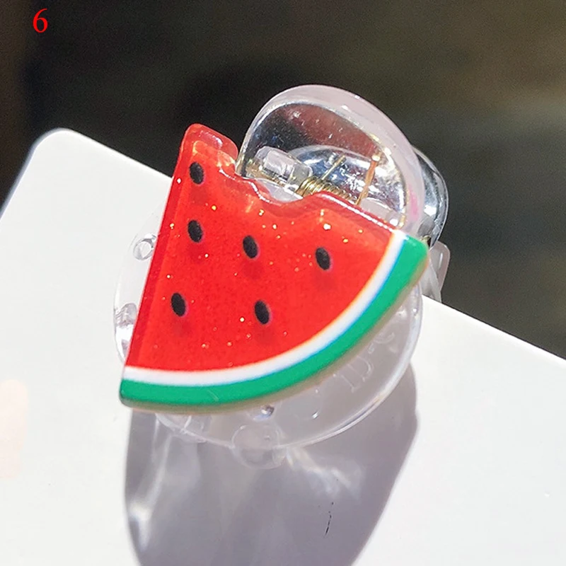 Распродажа пластиковые прозрачные маленькие заколки для волос в форме фруктов