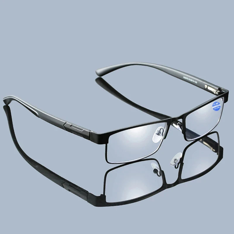 

Мужские очки для чтения компьютера Tessalate, с защитой от сисветильник, с зелеными линзами, с металлической оправой с сисветильник + 0 1,75