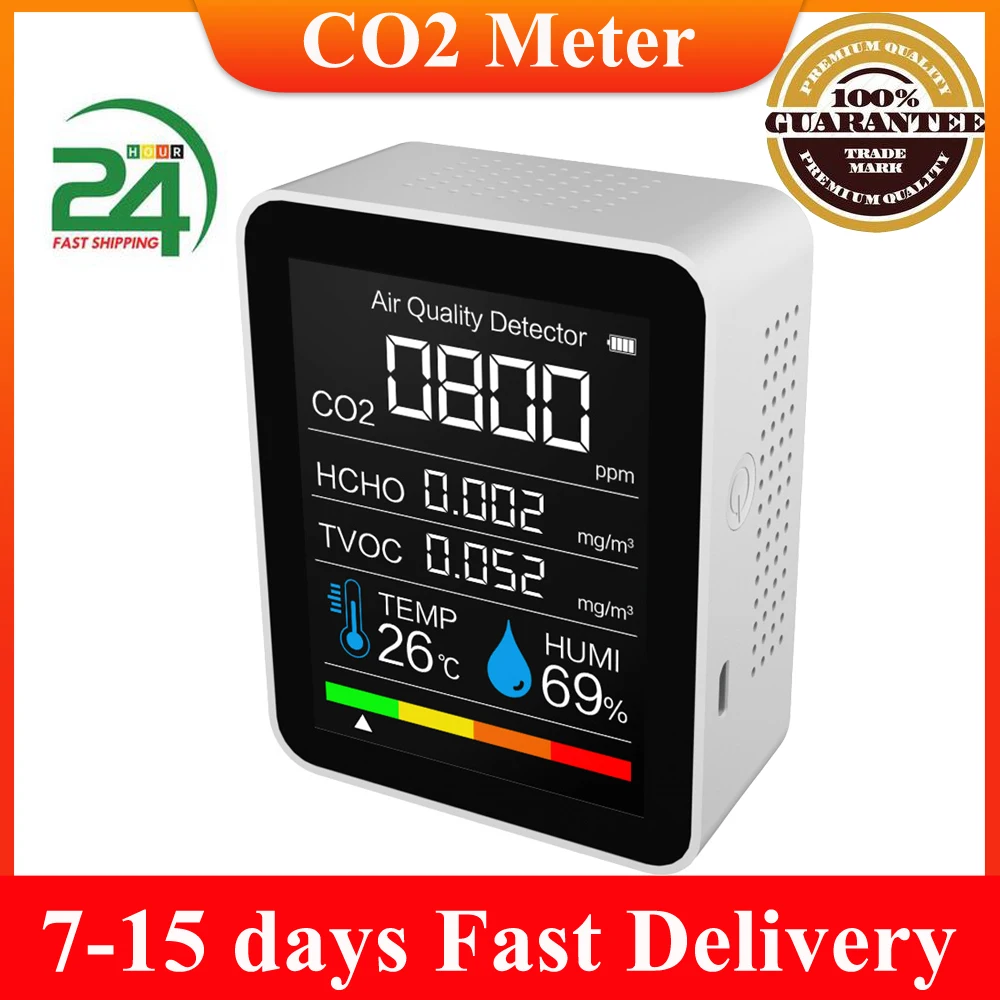 

Intelligent CO2 HCHO TVOC Formaldehyde Detector Air Quality Monitor Temperature Humidity Sensor Carbon Dioxide Detector