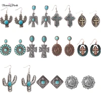 banny pink tribal eagle cactus sunflower statement earrings for women religious cross stone pendant jewelry brincos