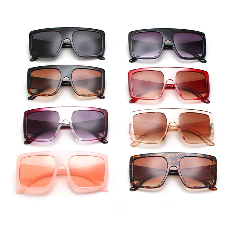 

2020 Newest Design Big Frame Oversized Sunglasses Women Luxury Brand Large Flat Top Sun Glasses Trendy Square Gradient Shades