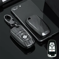 carbon fiber abs car key cover for ford fusion mustang explorer f150 f250 f350 2017 remote key case fob shell cover skin holder