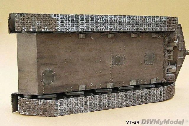 DIYMyModeI-KIT de construcci&oacute;n de tanque de Vt-34 para ni&ntilde;os, rompecabezas de juguete hecho a mano, regalo de pel&iacute;cula-5