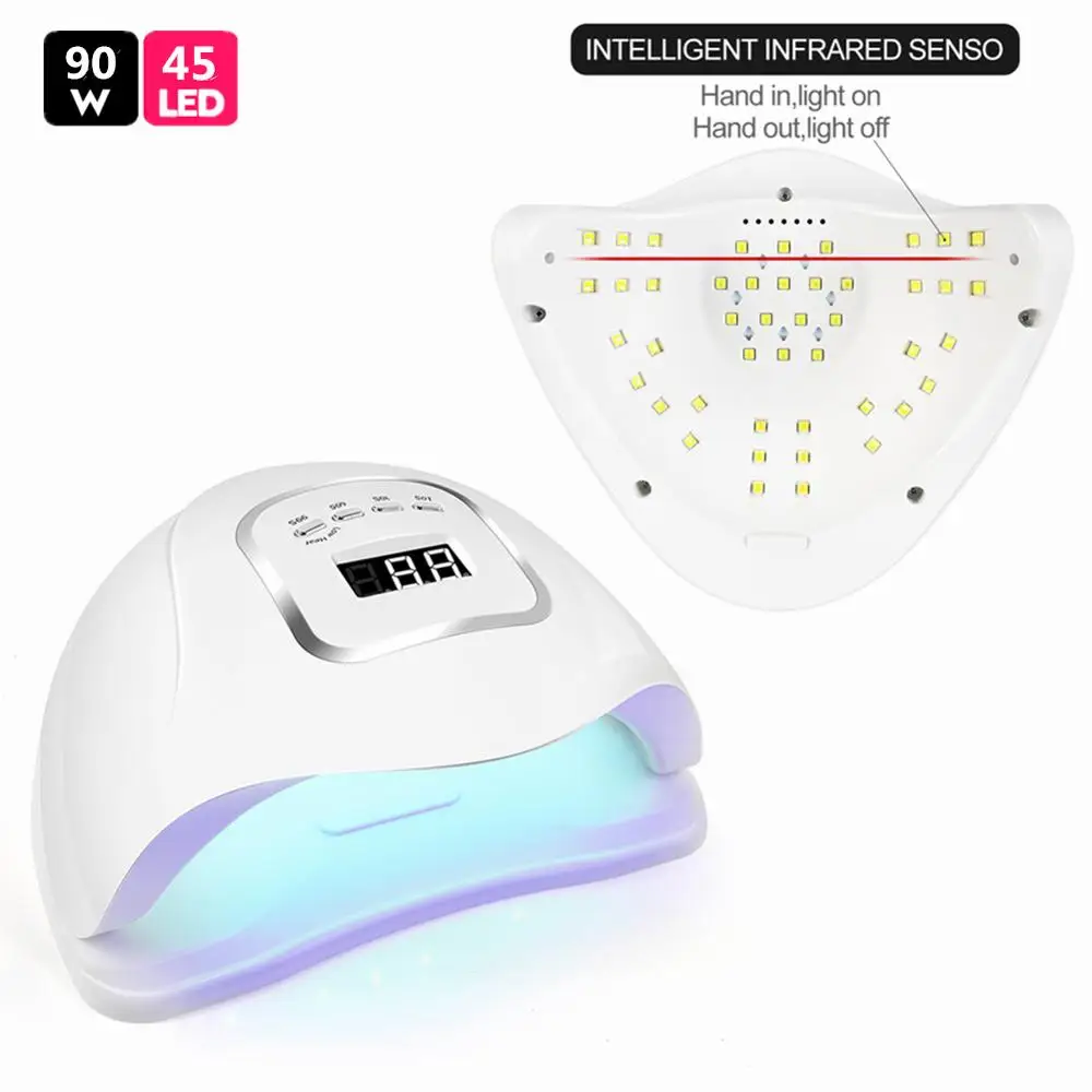 90 Вт Высокая мощность 45 светодиодный сушильщик для ногтей Светодиодный УФ лампа