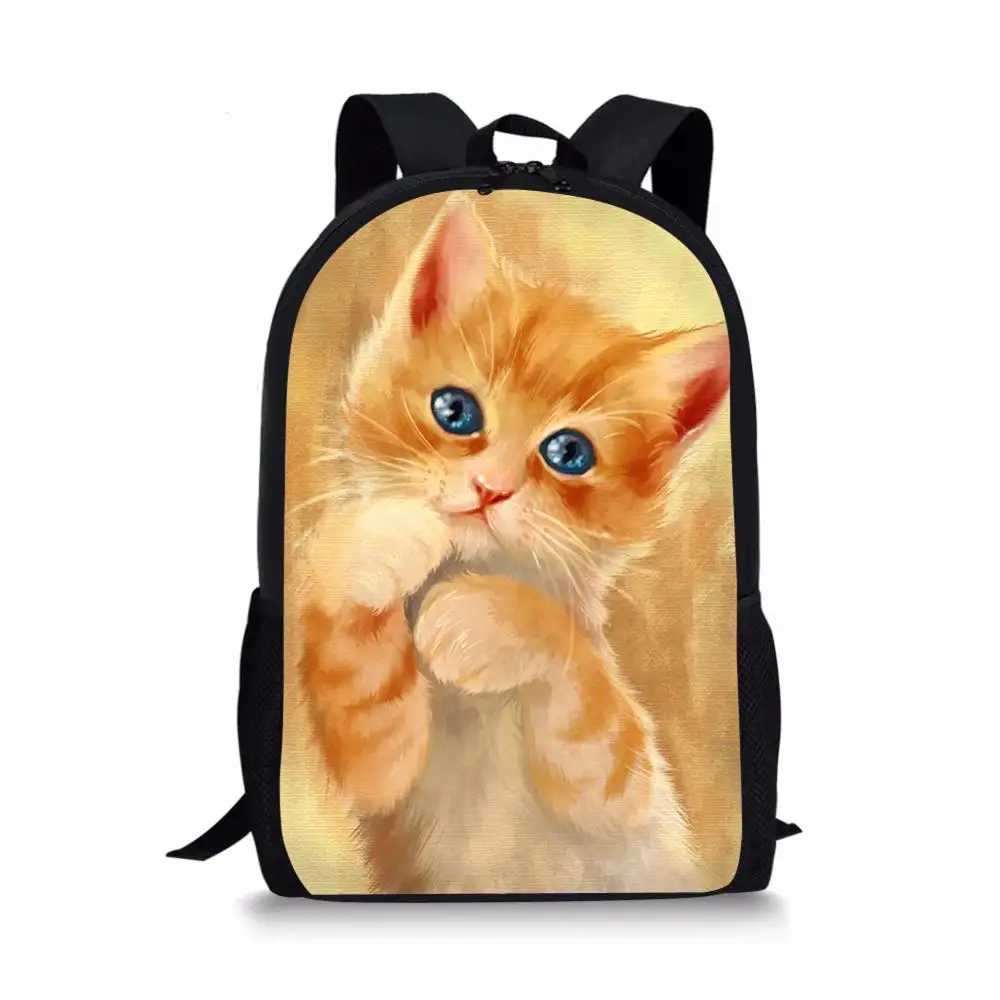 HaoYun Fashion Children's School Backpack Fantasy Cats Pattern Kids School Book Bags Cartoon Animal Painting Travel Backpack