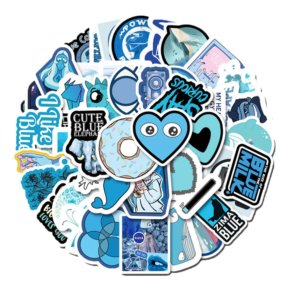 

10/30/50Pcs Blue Series Vsco Stickers Luggage Guitar Refrigerator Car Children's Stationery Box HelmetWholesale