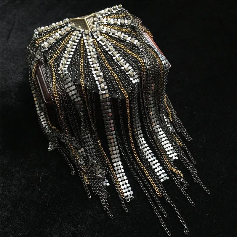 R B price for 2 pcs Ручная работа A99 epaulette ювелирные изделия кисточкой большое плечо брошь погоны/погоны Шипы/escapulario Блейзер аксессуары/булавка - Цвет: R B price for 2 pcs