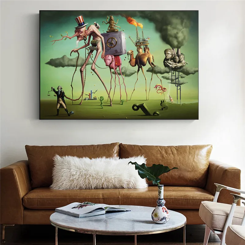 

"The American Dream" by By Salvador Dali Wall Art Canvas Paintings Famous Artwork Reproductions Wall Pictures For Living Room