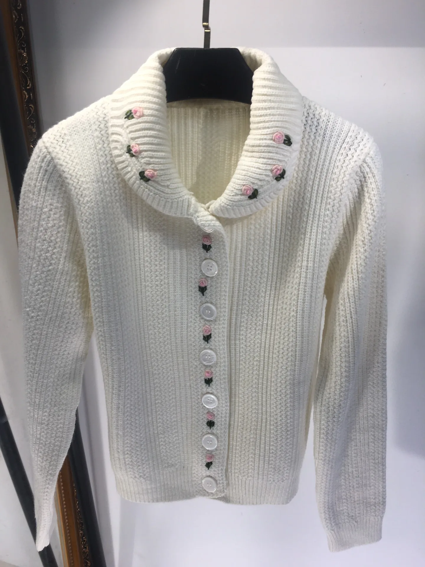 

2021 new women fashion long-sleeved sexy floral knit cardigan 0909