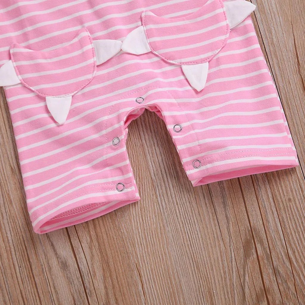 Одежда для малышей Детский комбинезон с короткими рукавами в полоску кроликом и