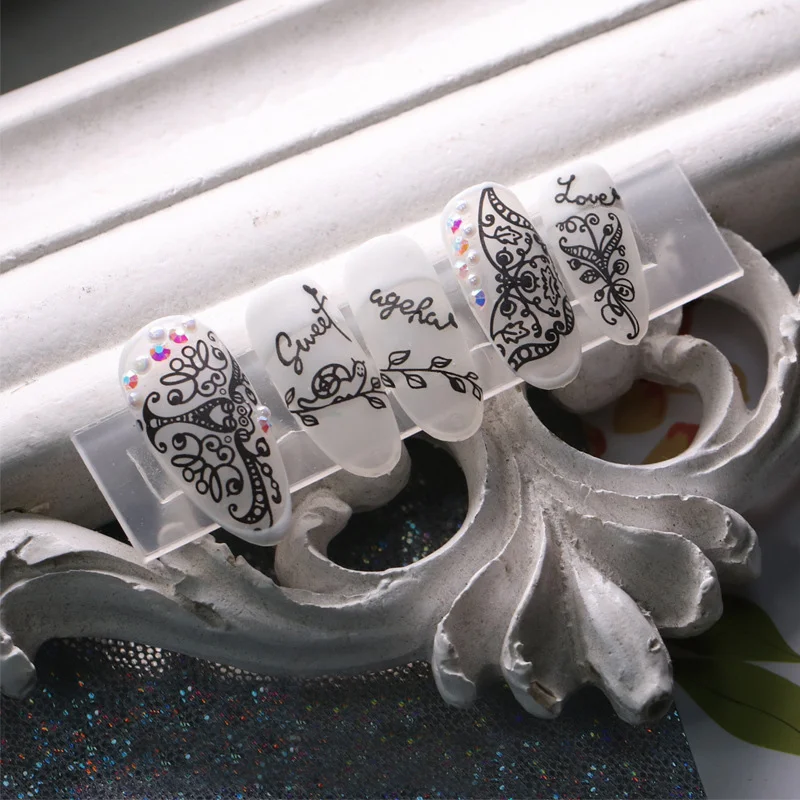 1 лист 3D наклейки для ногтей самоклеющаяся полосатая форма цветы элемент