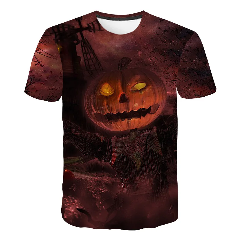 Мужские футболки с 3D принтом головы тыквы повседневные коротким рукавом и