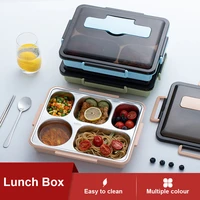 lunch box bento box with fork spoon thermal insulation stainless steel picnic camping food container plastic storage container