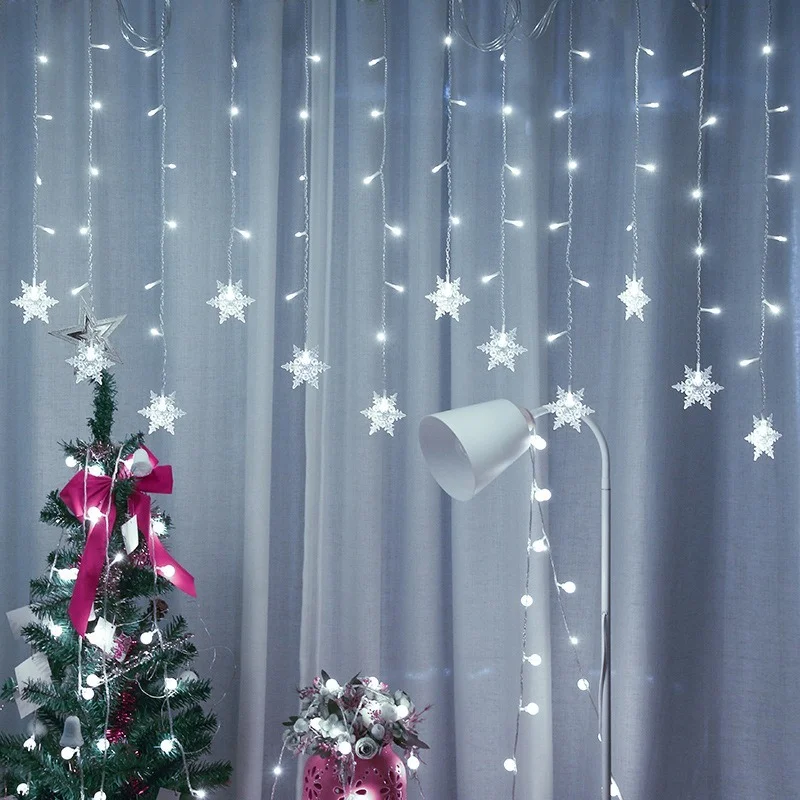 

LED Street Garland Snowflake Curtain Light New Year 2022 Fairy Light Wedding Decoration Christmas Home Decor 2021 Navidad Decor