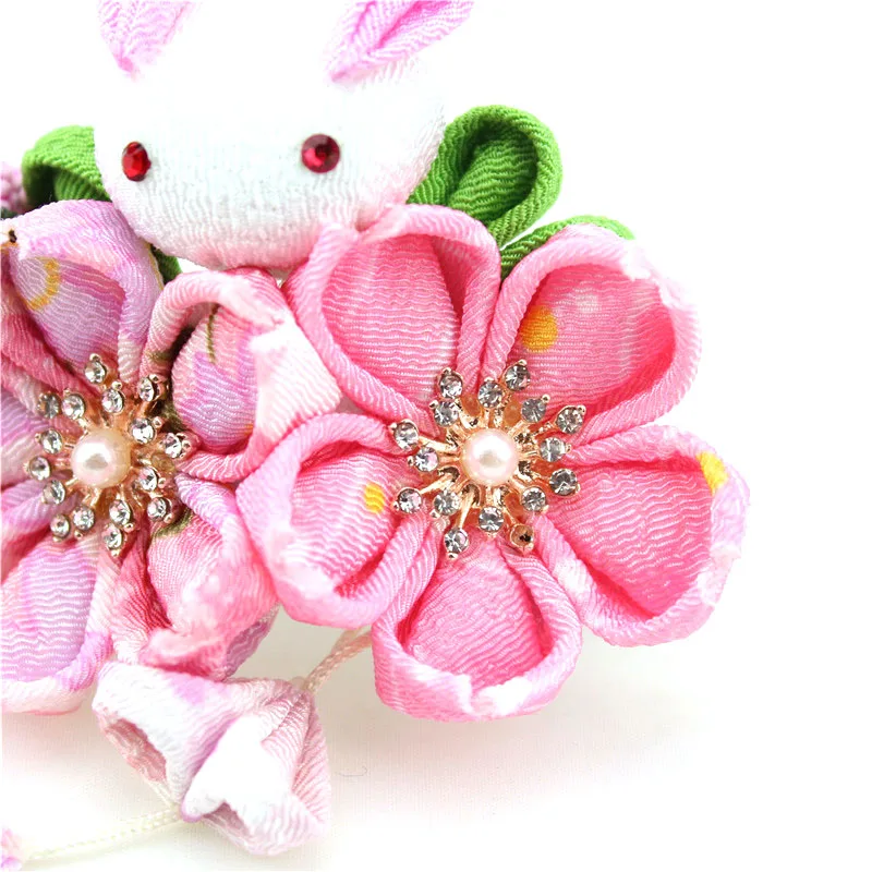 Ручная работа Sakura Kanzashi заколки-крабы для волос орнамент Кристалл японский стиль аксессуары для кимоно Выпускной Свадебная церемония HW023