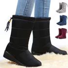 Водонепроницаемые зимние ботинки для снега, женские ботинки с мехом, плюшевый пух, черные женские ботинки, модные женские ботинки, зима 2020